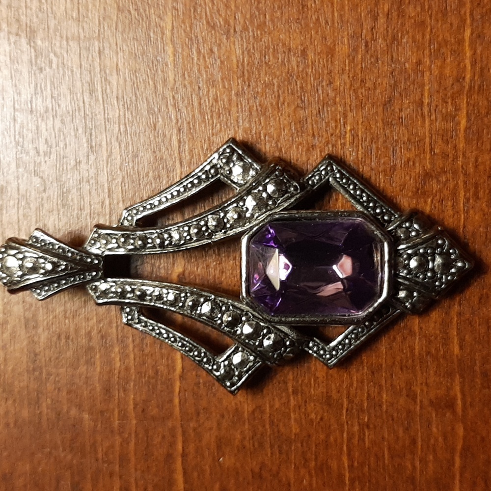 AVON Silver and Purple Pendant